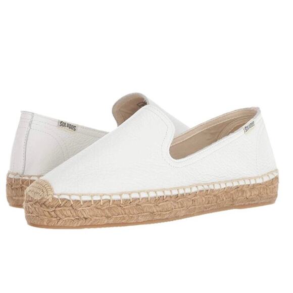 Soludos Upper White Leather Espadrilles Size 6 - Picture 2 of 11